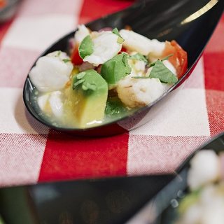 Shrimp ceviche served in tasting spoons