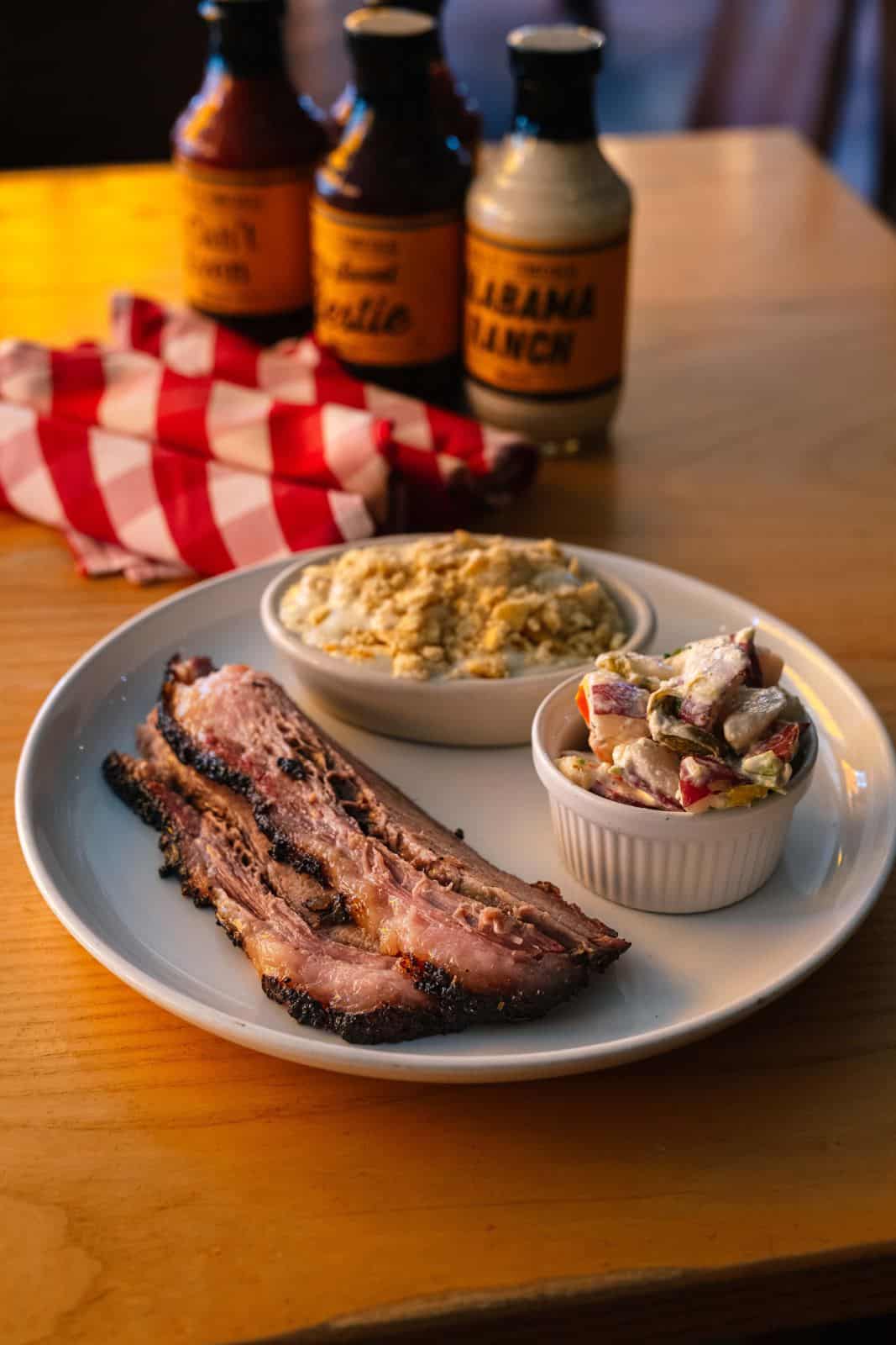 South County 5 Sliced oak-smoked brisket with a bacon + cheddar popover