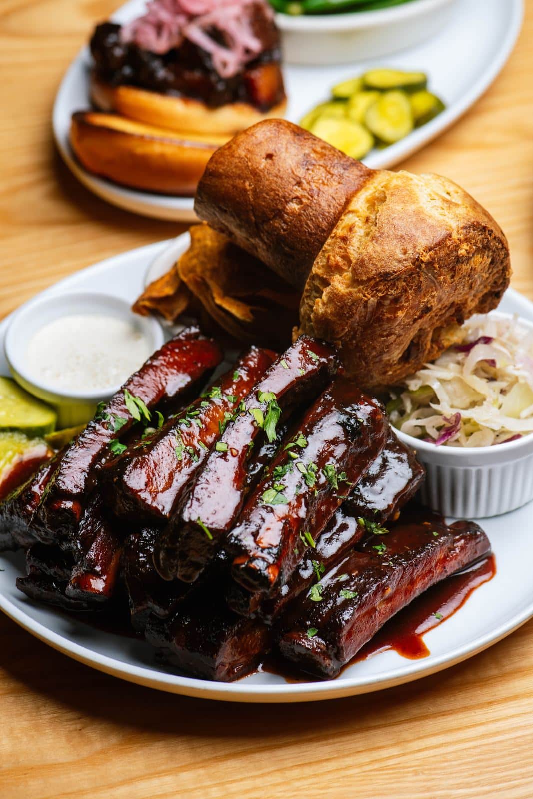 South County 7 Trashed ribs glazed and stacked on a plate